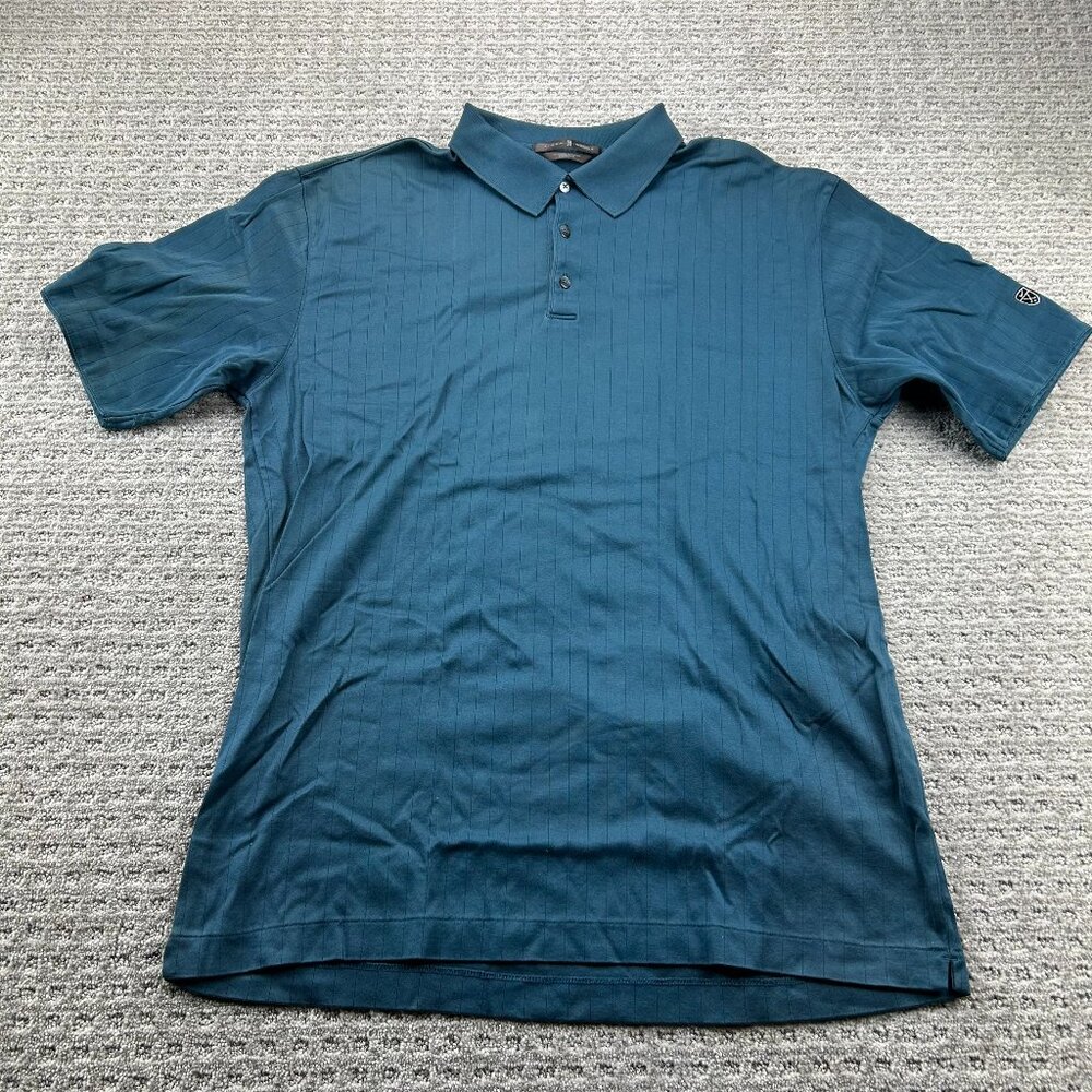 Vintage Nike Tiger Woods Golf Shirt Greenish Blue Men Size Large L DISCOLORATION